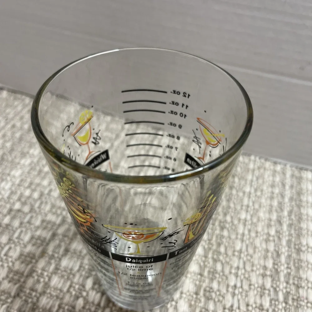Vintage Style Cocktail Recipe Mixing Glass 12oz Measured Barware‎